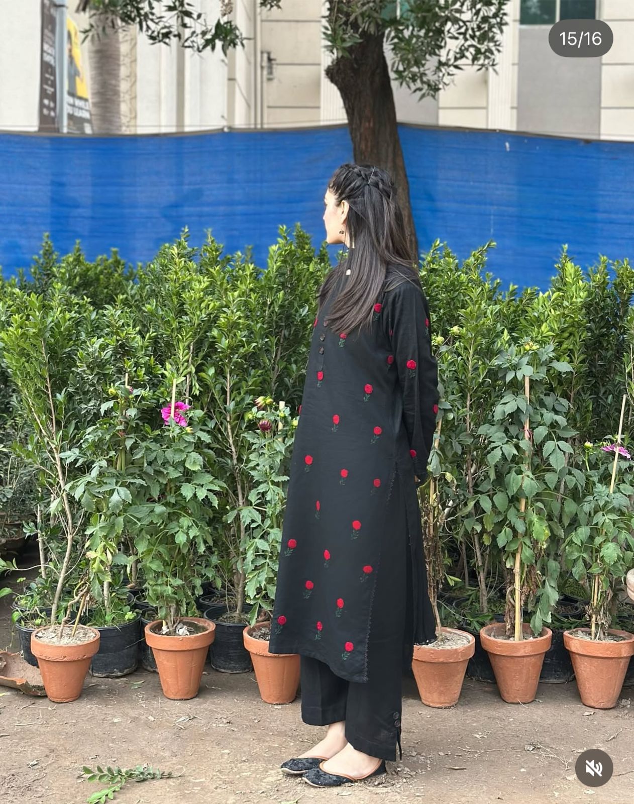 Black Flower 2 Pc Stitched