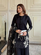 sf 385: 3-Piece Stitched Sequence Embroidery Suit(Free Khussa Gift)